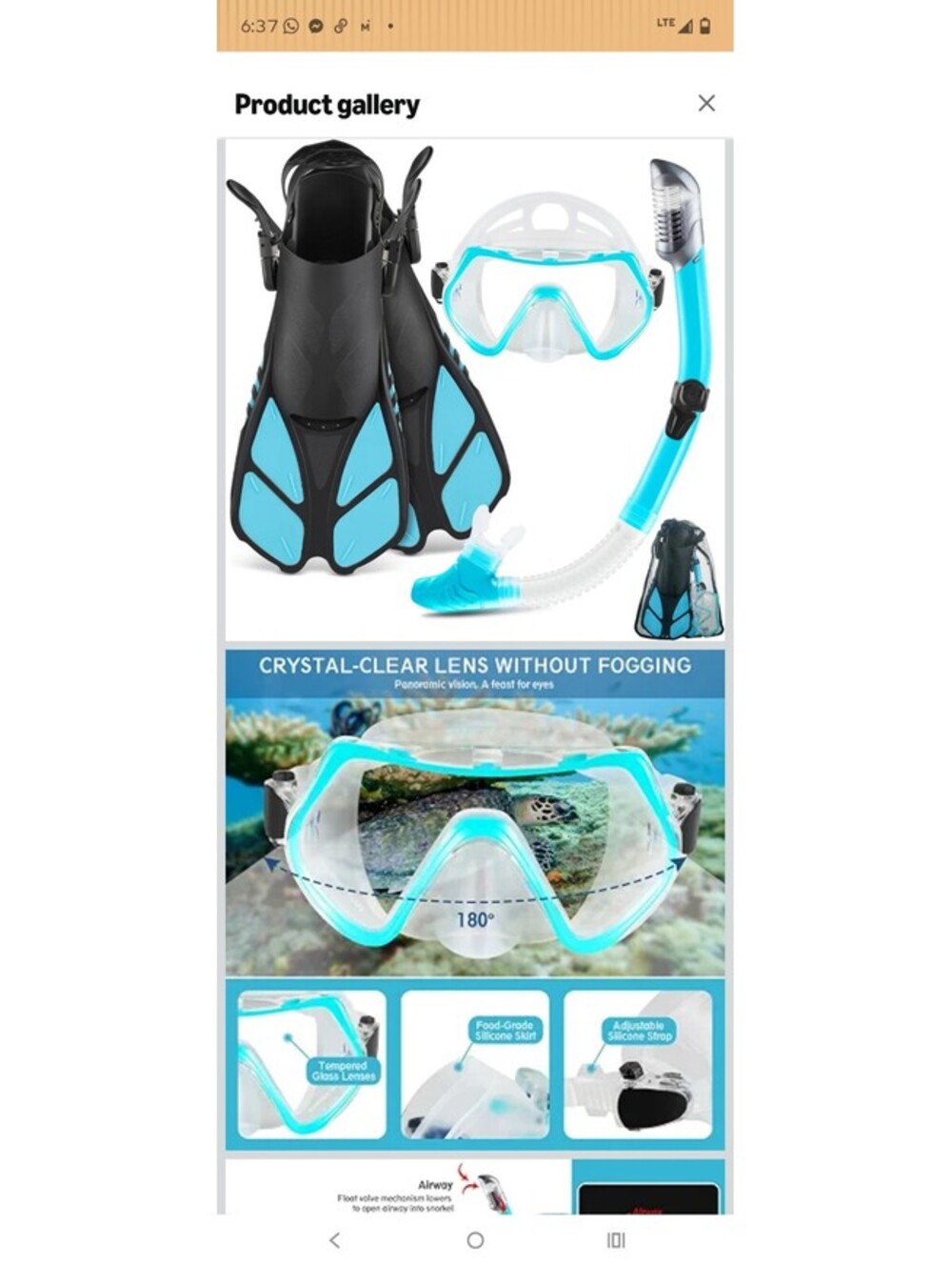Mask Fin Snorkel Set, Travel Size Snorkeling Gear for Adults